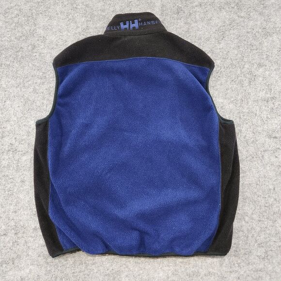 VTG 90s Helly Hansen Mens L Large Fleece Full Zip Blue Black Vest Jacket - Picture 9 of 11